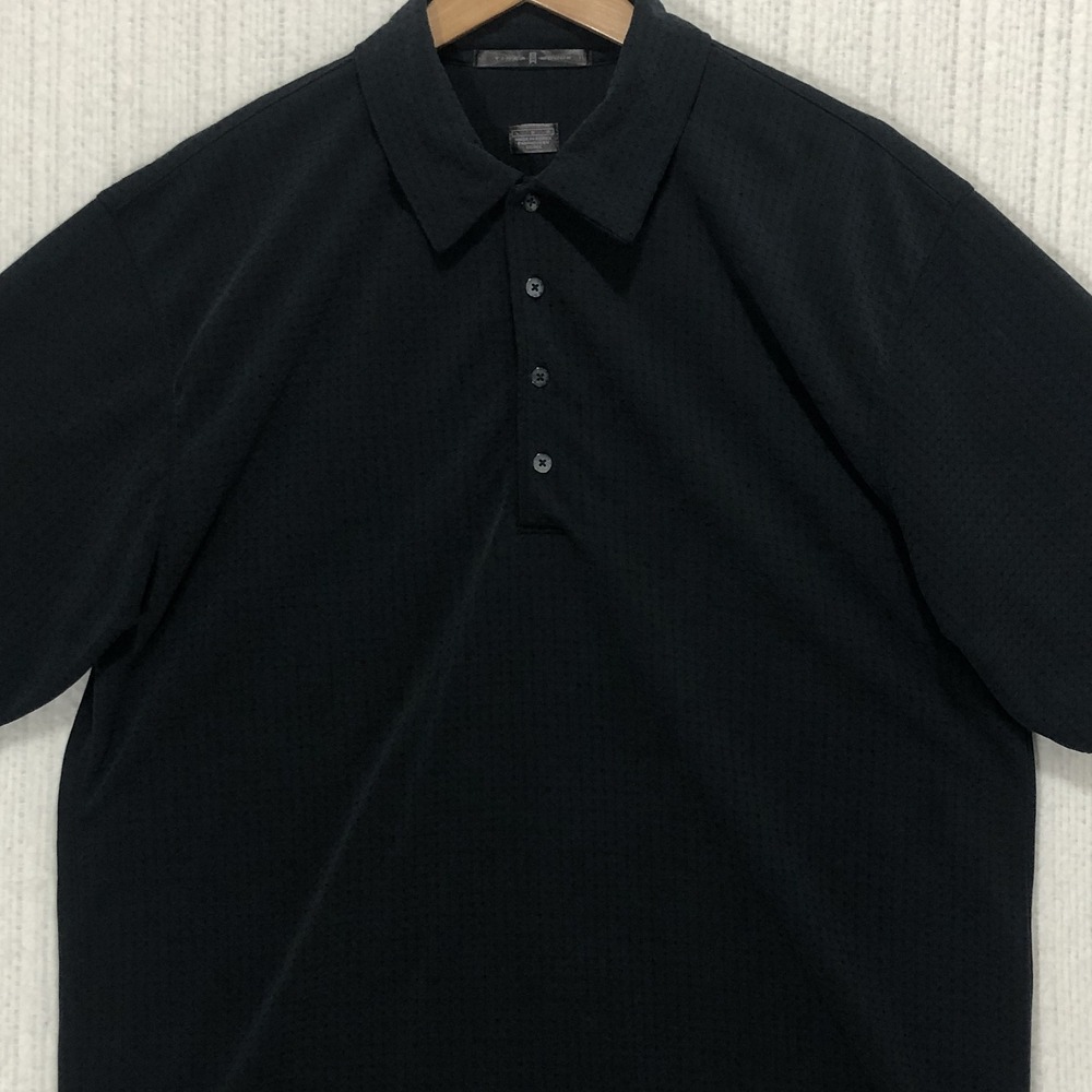 Vintage Nike Tiger Woods Collection Polo Shirt Mens L Black Textured Grid Korea